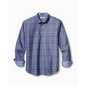 Tommy Bahama Size Large Chaparossa Check Silk Blend Shirt